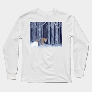 Bear in the Forest Whimsical Watercolor Illustration Long Sleeve T-Shirt